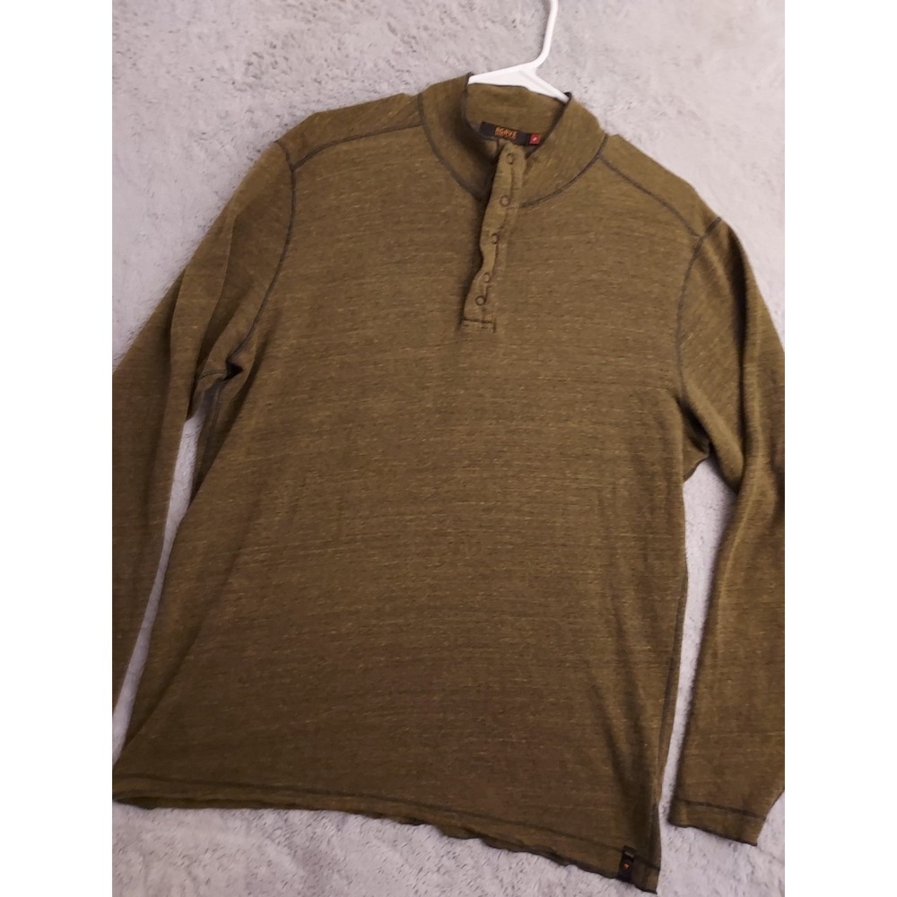 Agave Shirt Mens Medium AgaveLux Pulse Green Henley Made USA Midweight M READ